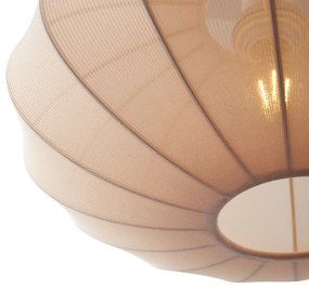 Eettafel / Eetkamer Japandi hanglamp beige met stoffen kap 2-lichts - BidaJapandi E27 Scandinavisch rond Binnenverlichting Lamp