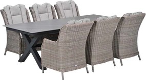 Garden Impressions Marbella tuinset 7-delig vin. willow - Sintra tuintafel 240x100 cm