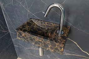 Saniclear Athens Portoro Gold fonteinset met gebogen kraan in chroom