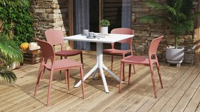 FLAVIO 80x80 Wit - MODERNE VIERKANTEN TUINTAFEL (voor keuken, café, tuin)