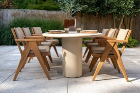 4 Seasons Outdoor Mats tuinset teak met Hampton tuintafel 240  cm Tuinset   beige weerbestendig
