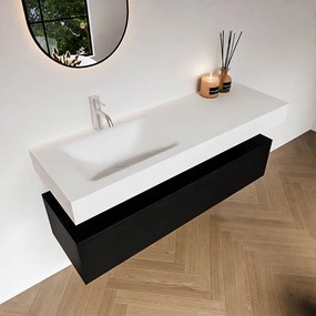 Zaro Alan badmeubel 140cm urban 1 lade met vrijhangende wastafel cloud links 1 kraangat talc