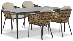 Tuinset 4 personen 180 cm Aluminium/wicker Grijs Lifestyle Garden Furniture Nice/Gianna