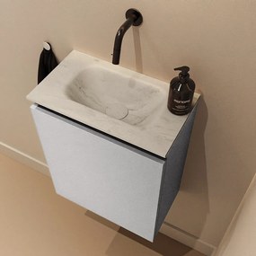 Mondiaz Ture DLux toiletmeubel 40cm plata met wastafel opalo midden zonder kraangat