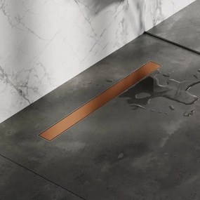 Brauer Douchegoot - 80x7.5cm - vloerflens - tegelinlegrooster omkeerbaar - RVS - geborsteld koper DR-MRF80GK