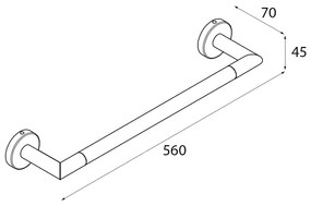 Muebles Line handdoekhouder 56cm mat zwart