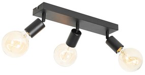 Moderne Spot / Opbouwspot / Plafondspot zwart rechthoekig 3-lichts - Facil Modern E27 Binnenverlichting Lamp