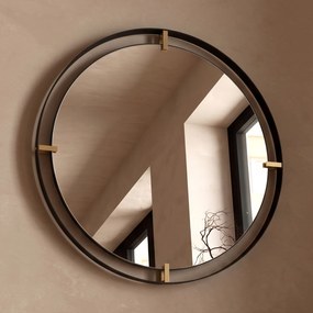 Kare Design Betsy Ronde Spiegel Zwart Goud 90 Cm - 90x90cm