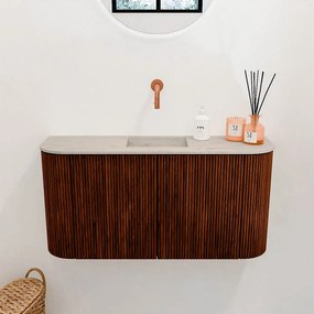 Mondiaz Joya DLux 85cm toiletmeubel ronding links/rechts ruby met wastafel faye midden zonder kraangat opalo