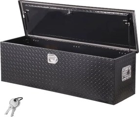 VEVOR Aluminium gereedschapskist voor op de laadbak van een vrachtwagen met zijhandgreep en afsluitbare sleutels, opbergkist voor aanhangwagen, pick-up, camper (1244.6x381x381 mm) Zwart