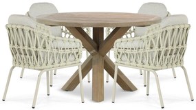 Tuinset Ronde Tuintafel 4 personen 120 cm Aluminium/rope Taupe Coco Barcelona/Sand