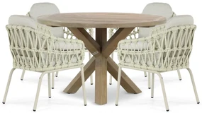 Tuinset Ronde Tuintafel 4 personen 120 cm Aluminium/rope Taupe Coco Barcelona/Sand