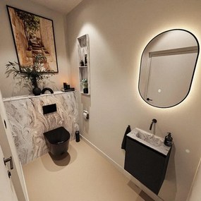 MONDIAZ TURE-DLUX 40cm toiletmeubel Urban. EDEN wastafel Glace positie midden. Zonder kraangat. TUREDX40URBM0GLA