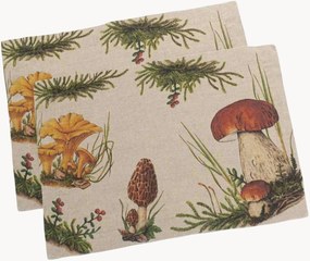 Linnen placemats Bos Paddenstoelen, 2-delig