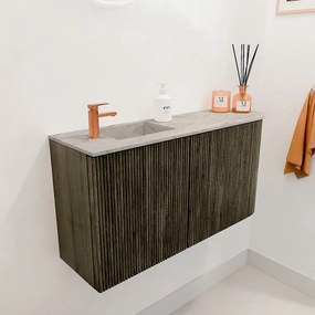 Mondiaz Joya DLux 80cm toiletmeubel ronding rechts shadow met wastafel faye links 1 kraangat glace