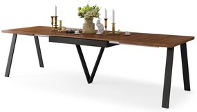 AVERY Doubs-noten/onderkant zwart - LOFT/INDUSTRIËLE TAFEL VOOR WOONKAMER/EETKAMER UITKLAPBAAR TOT 330 cm!