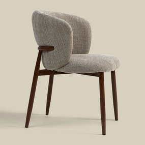 Walnoot Eetkamerstoel Met Ronde Rug Beige