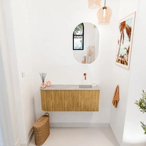 Mondiaz Joya DLux 100cm toiletmeubel ronding links oak met wastafel faye rechts zonder kraangat glace