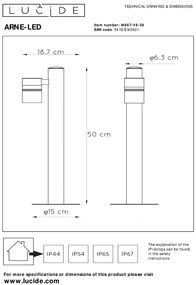 Lucide Arne sokkellamp 5W 20x50cm zwart mat