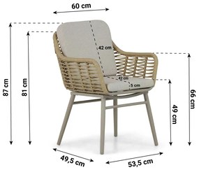 Tuinset 4 personen 200 cm Aluminium/wicker Taupe Coco Antoni/Boston