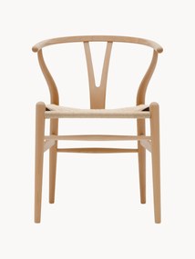 Houten stoel CH24 Wishbone Chair met handgevlochten zitvlak