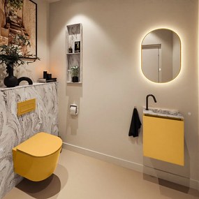 Mondiaz Ture DLux toiletmeubel 40cm ocher met wastafel glace rechts met kraangat