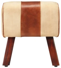 vidaXL Bankje turnbok 38 cm echt leer en massief mangohout bruin