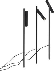 Set van 3 prikspots zwart incl. LED IP44 - Garly Ribble