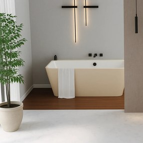 Polysan Skylla halfvrijstaand bad beige mat/wit mineraalmarmer 170x75cm