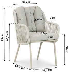 Tuinset 6 personen 150 cm Aluminium/rope Taupe Santika Furniture Santika