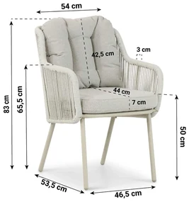Tuinset 6 personen 220 cm Aluminium/rope Taupe Santika Furniture Sanika