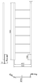 Sapho Karbo elektrische radiator mat zwart 50x160cm 120Watt