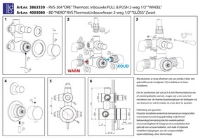 Best Design Nero 1/2" thermostatische inbouwkraan 2-weg zwart RVS