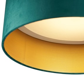 Moderne plafondlamp groen velours 40cm incl. LED 3-staps dimbaar - Sue Modern rond Binnenverlichting Lamp