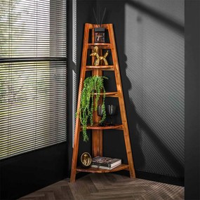 Hoek Plankenkast Massief Acacia Hout - 64x44x148cm.