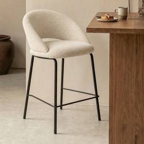 Barkruk Met Zwart Onderstel Beige