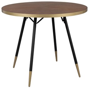 Lavis Denise Ronde Eettafel Walnoot En Messing - 91 X 91cm.