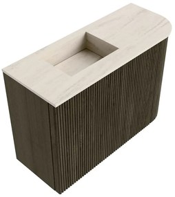 Mondiaz Joya DLux 60cm toiletmeubel ronding rechts shadow met wastafel faye links zonder kraangat meli