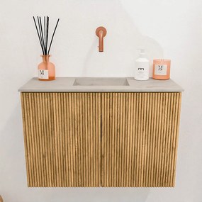 Mondiaz Joya DLux 60cm toiletmeubel oak met wastafel faye midden zonder kraangat opalo