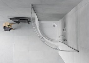 Mexen Rio halfronde douchecabine 80 x 80 cm, witte strepen, chroom + douchebak, wit - 863-080-080-01-20-4710