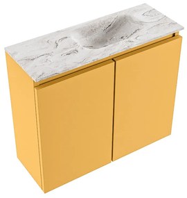 Mondiaz Ture DLux toiletmeubel 60cm ocher met wastafel glace rechts zonder kraangat