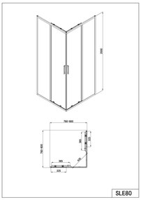 Badstuber Onda douchecabine 80x80cm zwart mat