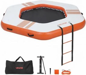 VEVOR Opblaasbaar Drijvend Steiger, 2,6 x 2,6 m, Drijvend Platform met Antislipoppervlak, Draagtas &amp; Afneembare Ladder, Drijvend Eiland, Waterplatform voor Zwembad, Strand &amp; Zee, Oranje