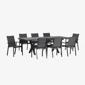 Uitschuifbare rechthoekige tafelset (180-240x90 cm) en 8 stapelbare - Sklum