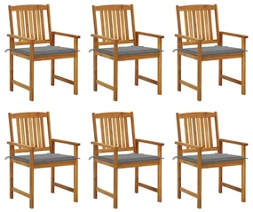 vidaXL Tuinstoelen 6 st met kussens massief acaciahout