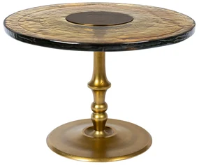 Dutchbone Sue Klassieke Salontafel Rond Messing Met Glas - 60 X 60cm.