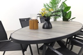 Hartman Napoli/Silva houtlook 240x115 cm. ovale tuinset - stapelbaar - 7-delig