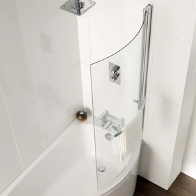 Eastbrook C-Shape badwand 75x140cm met handdoekhouder chroom