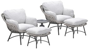 Garden Impressions Selene loungestoelen taupe - Tepa bijzettafel Ø50x48 cm