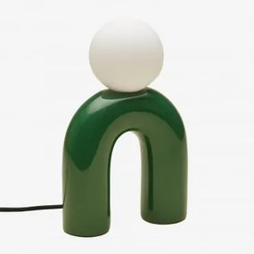 30cm Keramische Tafellamp Met Margot Glazen Bol Groen – Amazone - Sklum